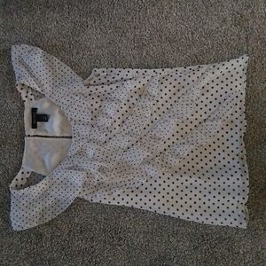 WHBM White Ruffle Shell with Black Dots 8